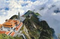 Stunning view of the temples on Fansipan mountain in the LÃÂ o Cai province in Vietnam